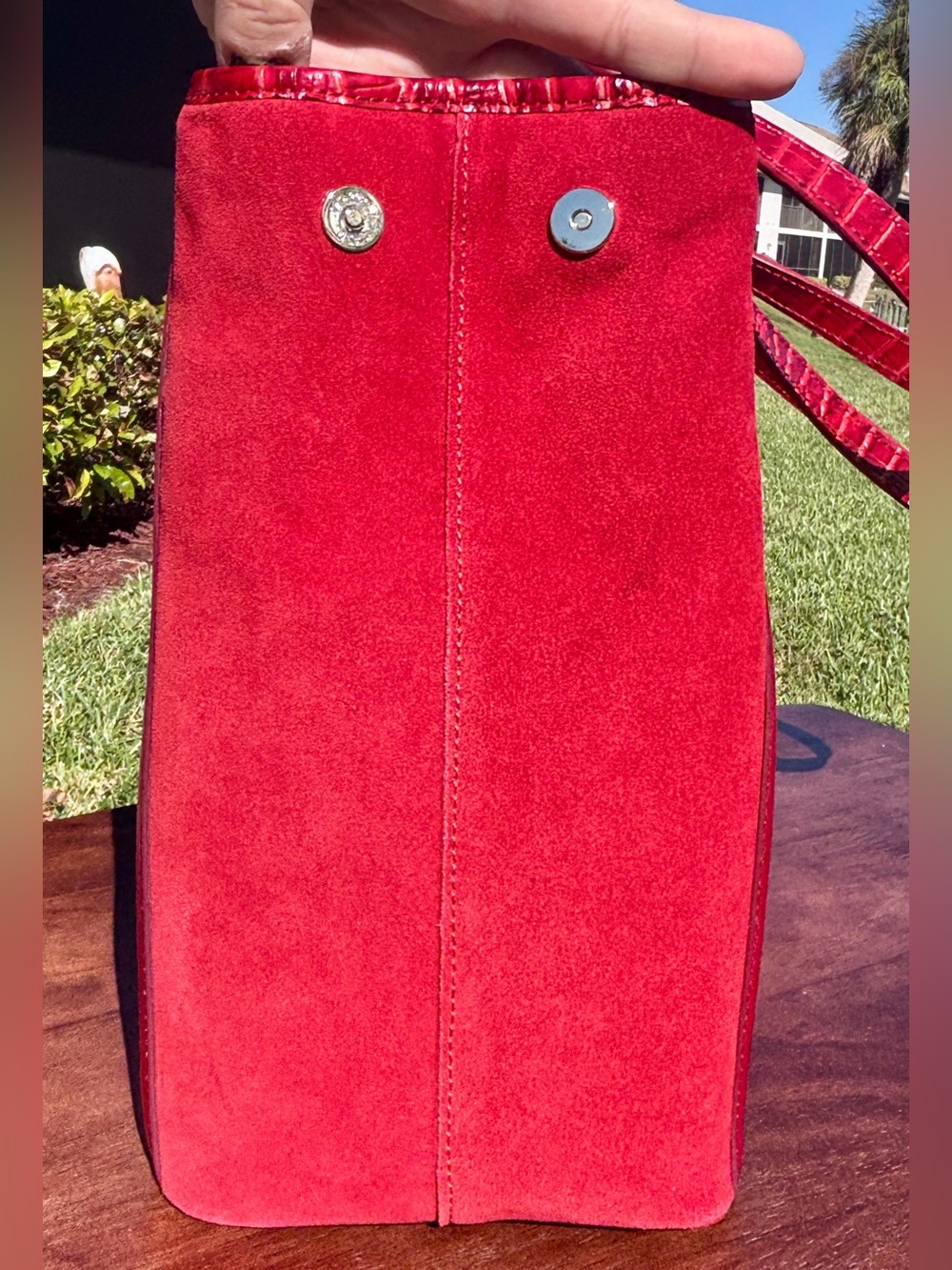 Rare Beauty! NWOT Brahmin Medium Julian Tote in Lava Pampas - Suede and Leather - Picture 5 of 12